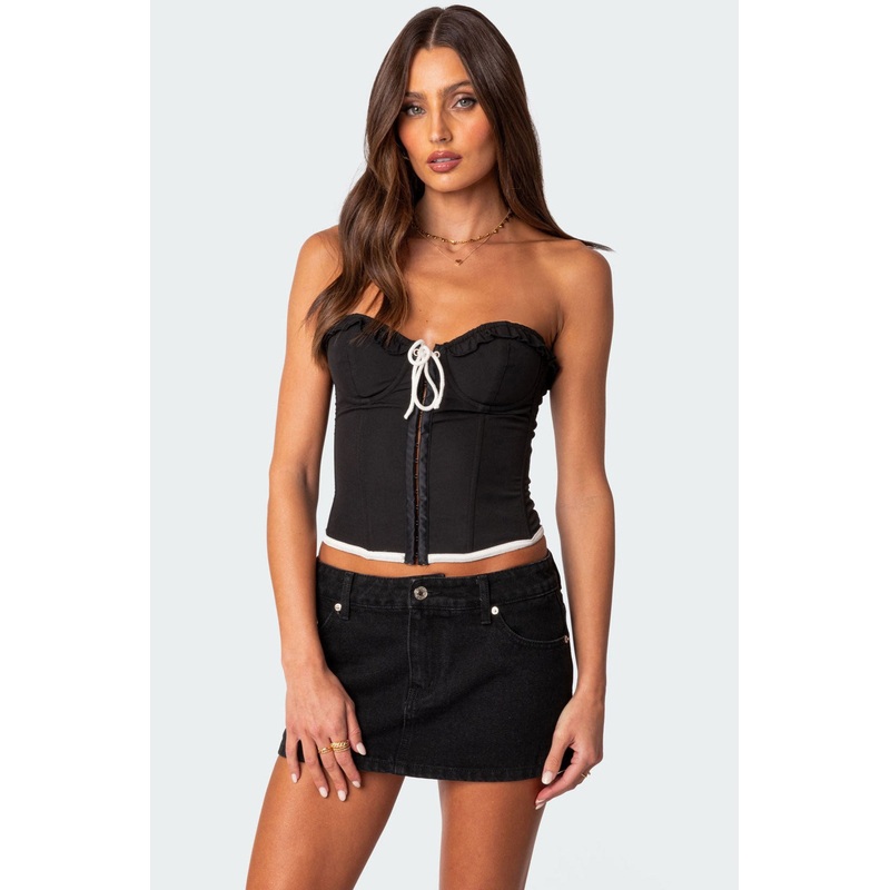 Abbey Tie Front Corset BLACK XS