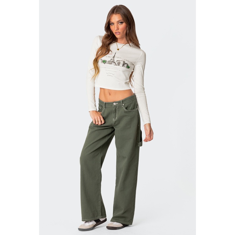 Brenda Low Rise Carpenter Jeans OLIVE XS