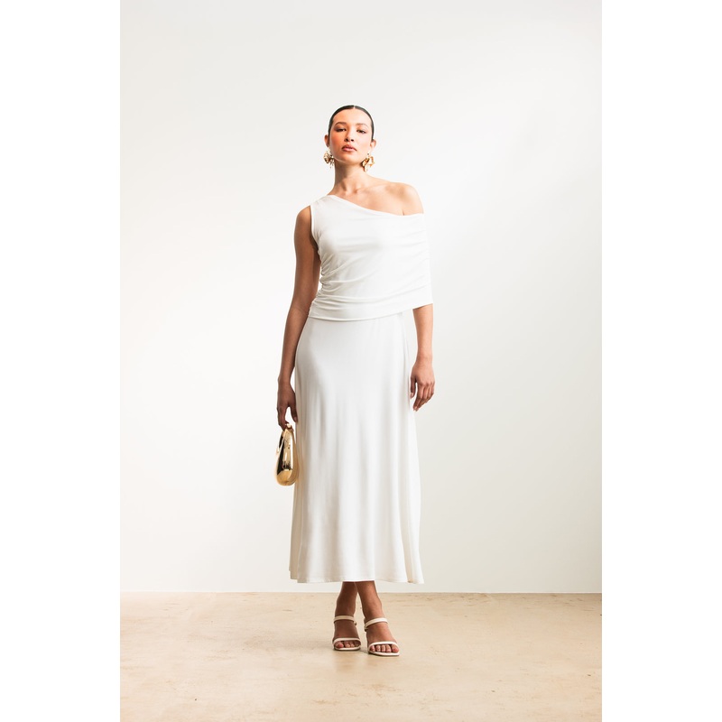 Alex One Shoulder Midi _ 168252 _ Milk XS MILK