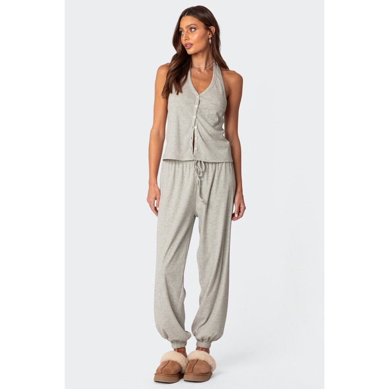Rosanna Waffle Pajama Sweatpants GRAY MELANGE XS