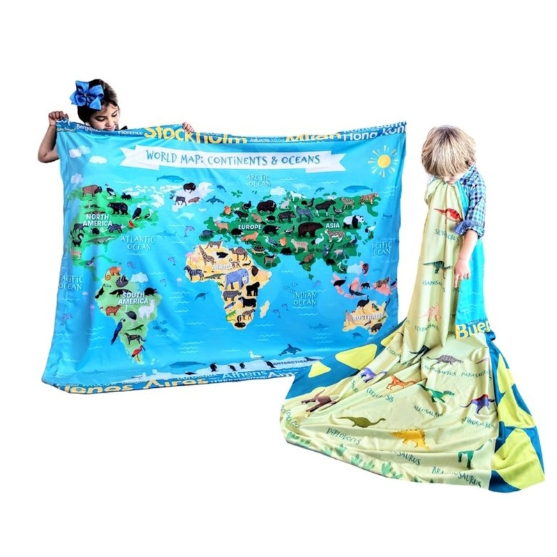 Children’s Learning Blanket DINO WORLD MAP