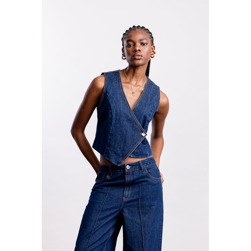 Rifqa Denim Waistcoat _ 163322 _ Blue Denim 6 BLUE DENIM