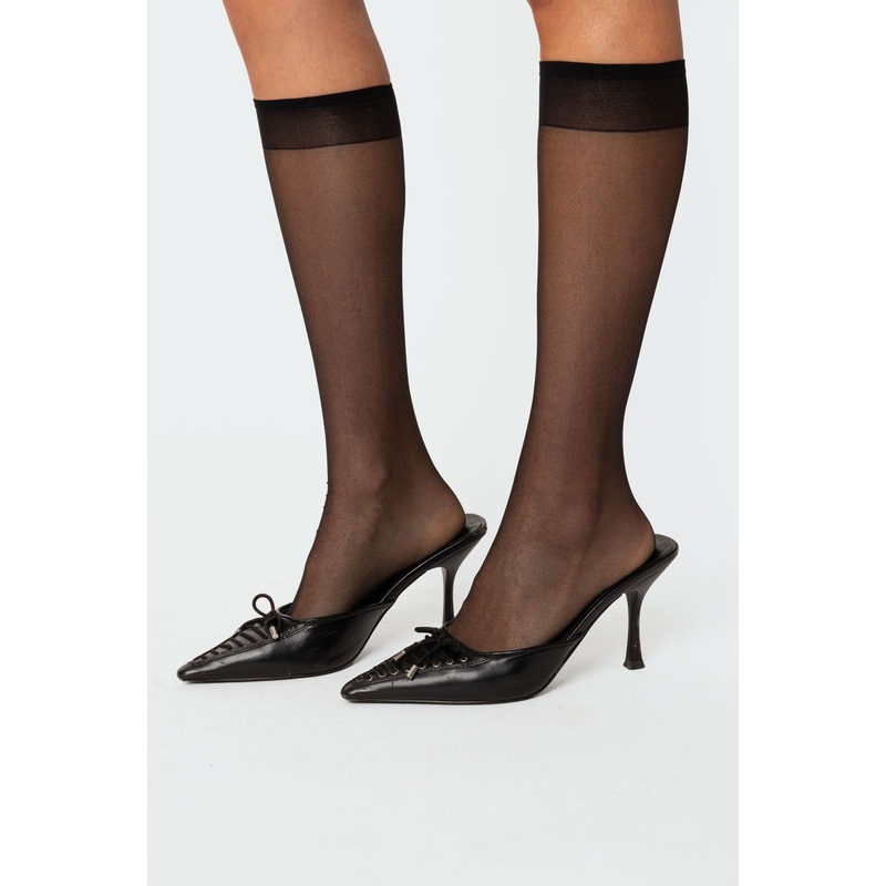 Sheer Mesh Knee High Socks BLACK OS
