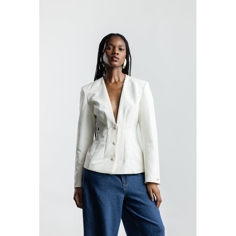 Zuri Hourglass Blazer _ 170768 _ Milk 6 MILK