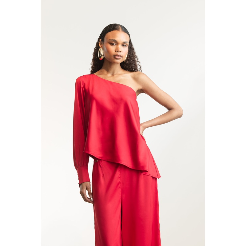 Zarie One Shoulder Blouse 6 RED