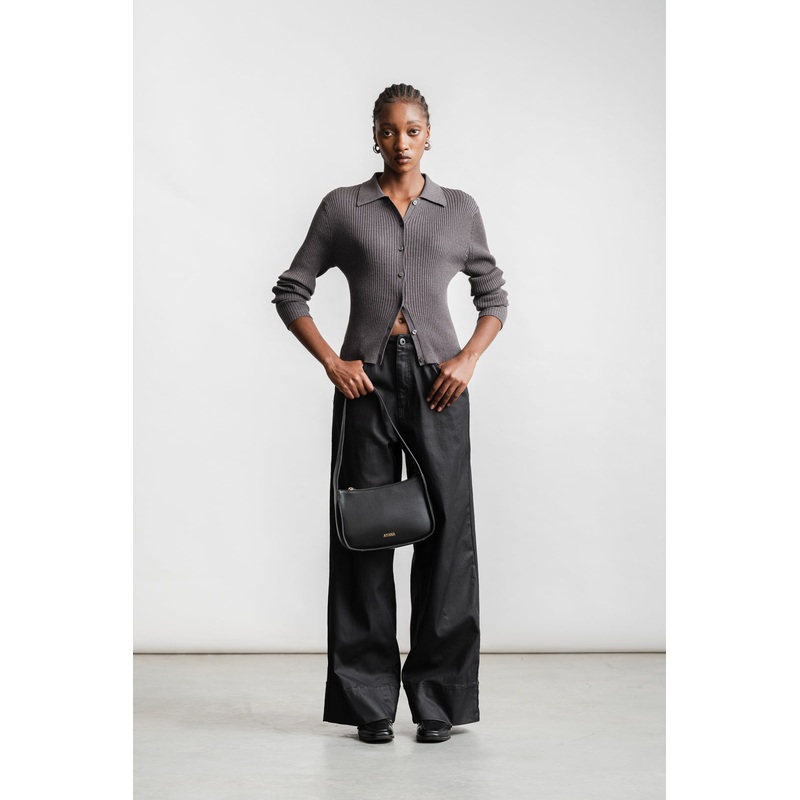 Zukiswa Coated Wide-Leg Denim _ 161988 _ Black Texture 6 BLACK TEXTURE