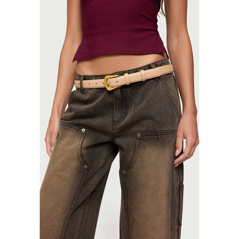 Back To Basics Faux Leather Belt BEIGE OS