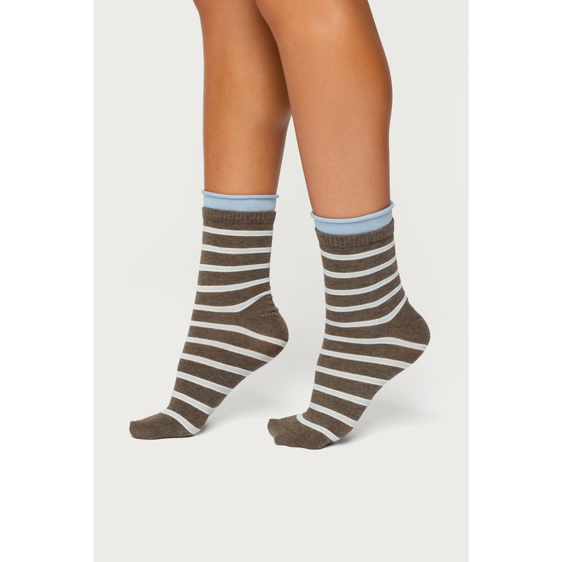 Striped Layered Socks DARK-GRAY OS