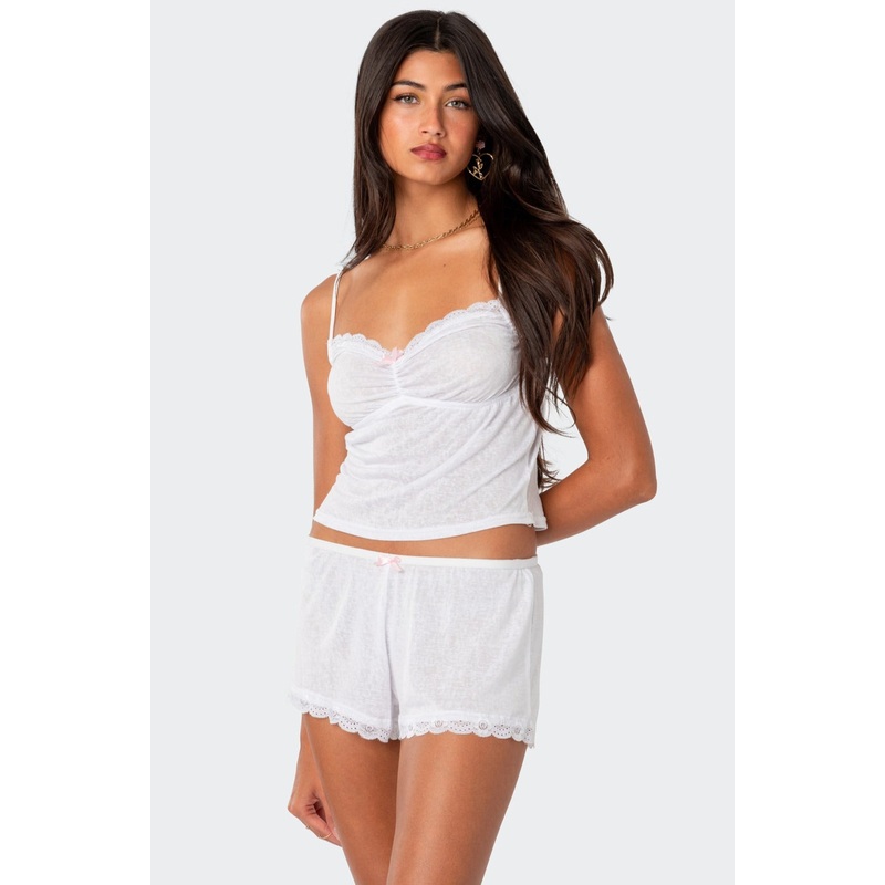 Carla Ruched Tank Top WHITE XS