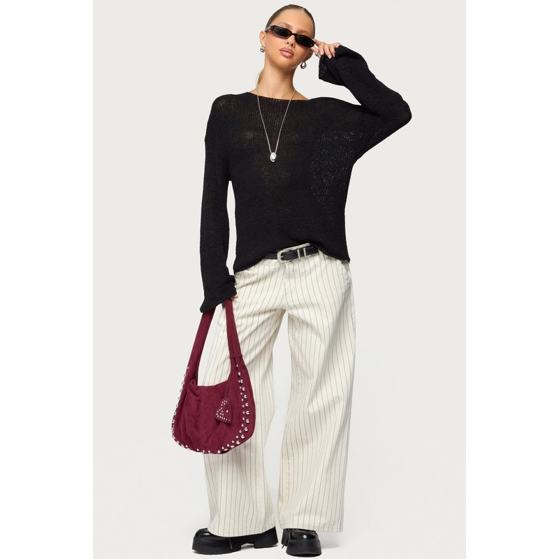 Petite Cory Striped Low Rise Jeans CREAM XS