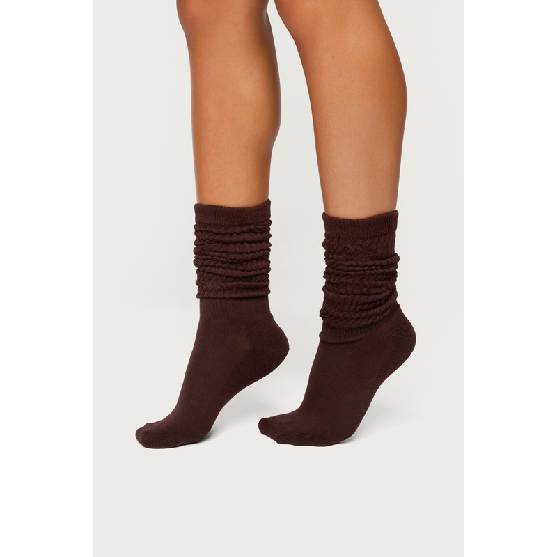 Slouchy Scrunch Socks BROWN OS