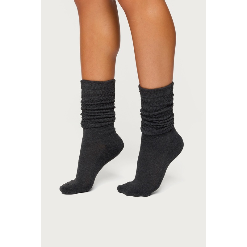 Slouchy Scrunch Socks DARK-GRAY OS