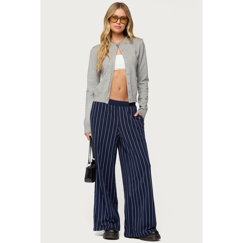 Mercer Pinstripe Wide Leg Sweatpants NAVY XS