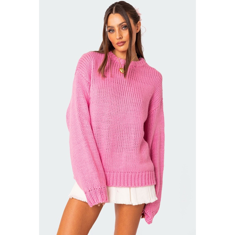 Aiden Oversized Chunky Knit Sweater PINK XS/S