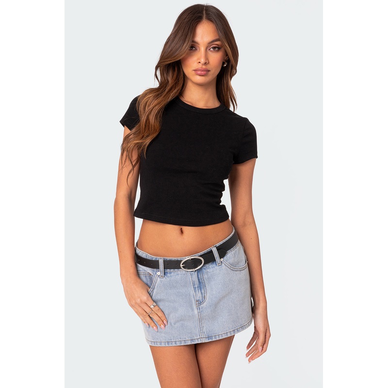 Better Basics Cropped T Shirt BLACK XS