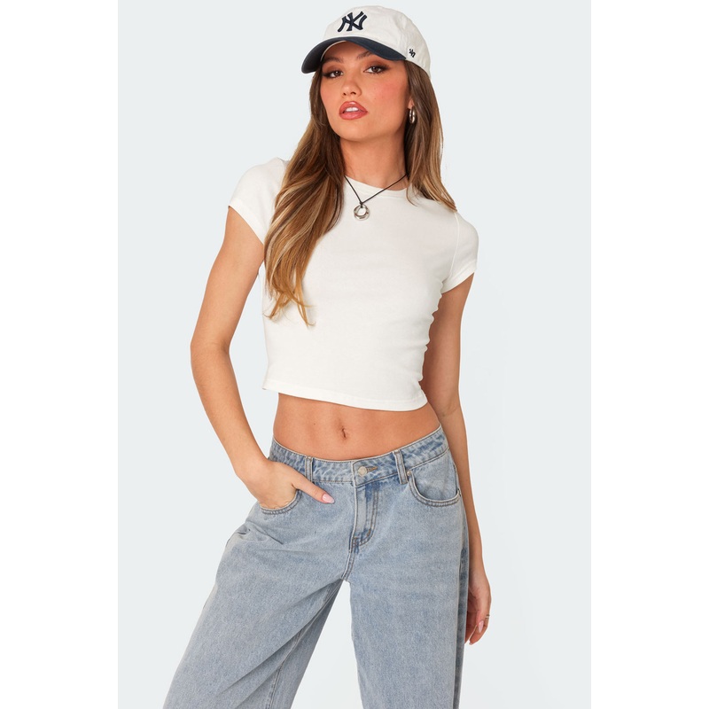 Better Basics Cropped T Shirt WHITE XS