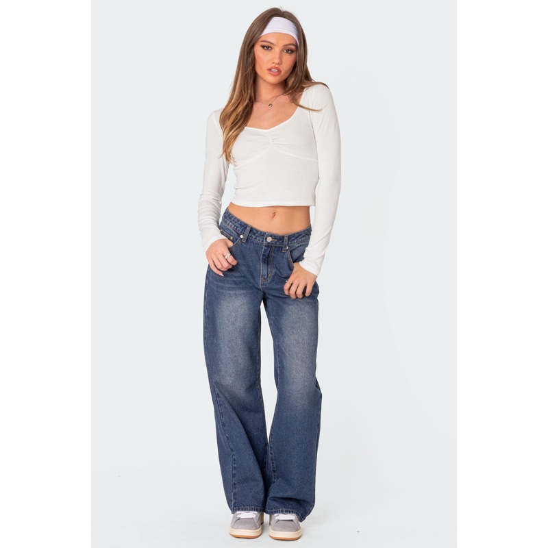 Karie Relaxed Mid Rise Jeans DARK BLUE XS
