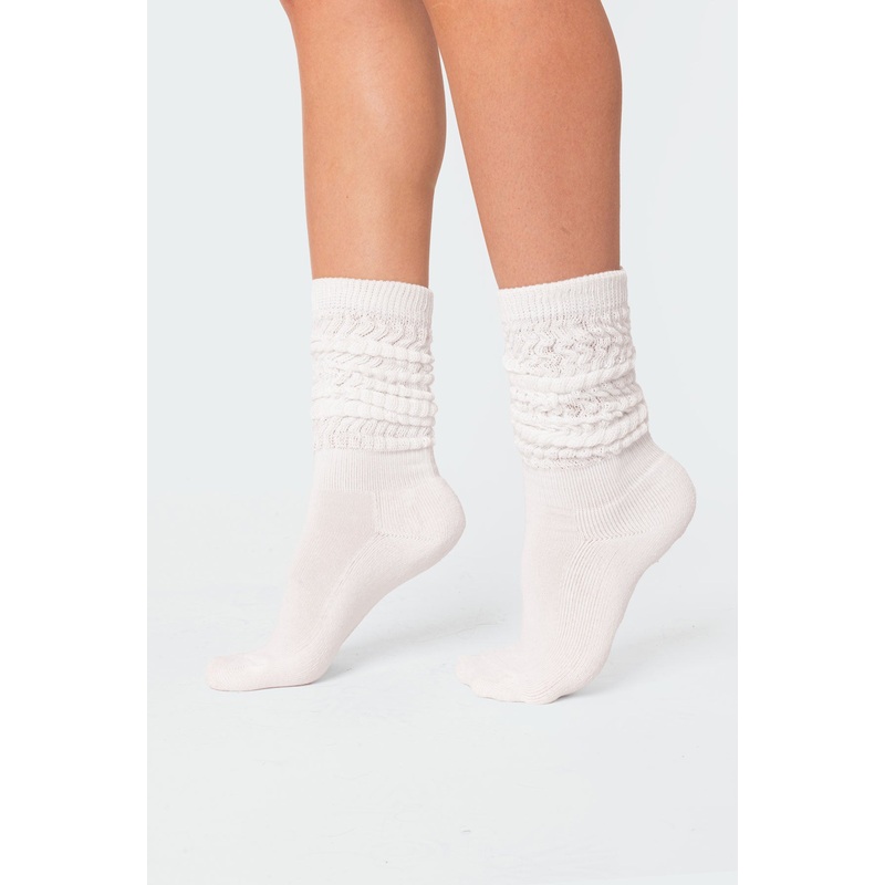 Slouchy Scrunch Socks WHITE OS