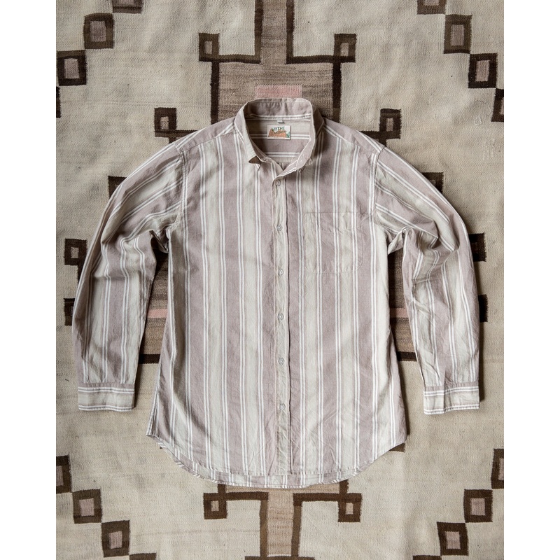 Washed Madras Button Down Collar Shirt – Earthtone Stripe XS