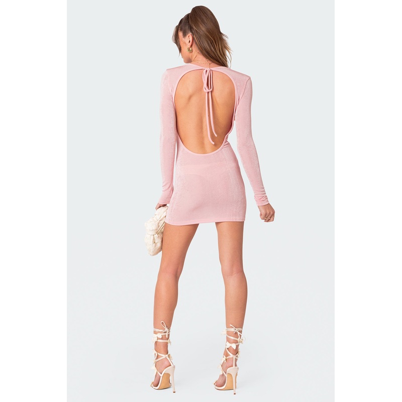 Alaric Open Back Mini Dress LIGHT PINK XS