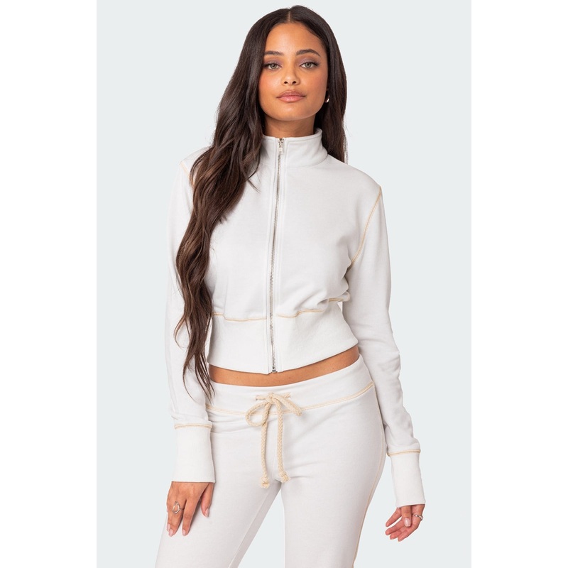 Alexia Zip Up Sweatshirt WHITE XS
