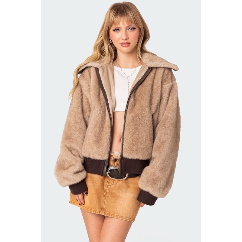 Ashton Faux Fur Jacket BEIGE XS