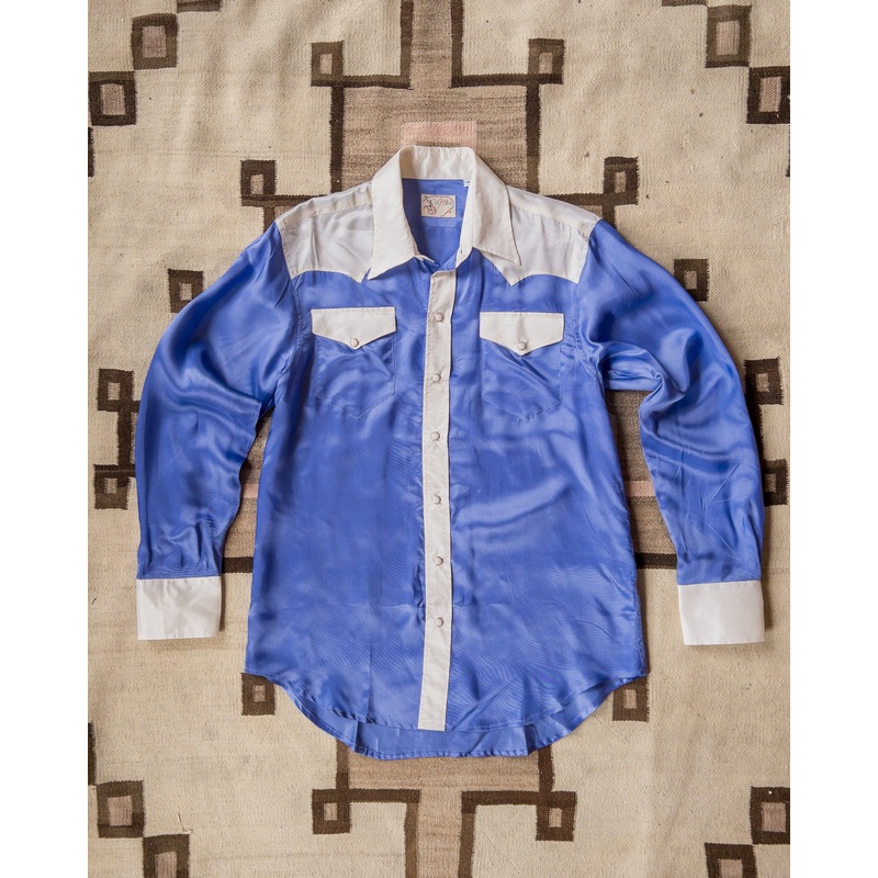 Colorblocked Satin Rodeo Shirt – Skyscape XS