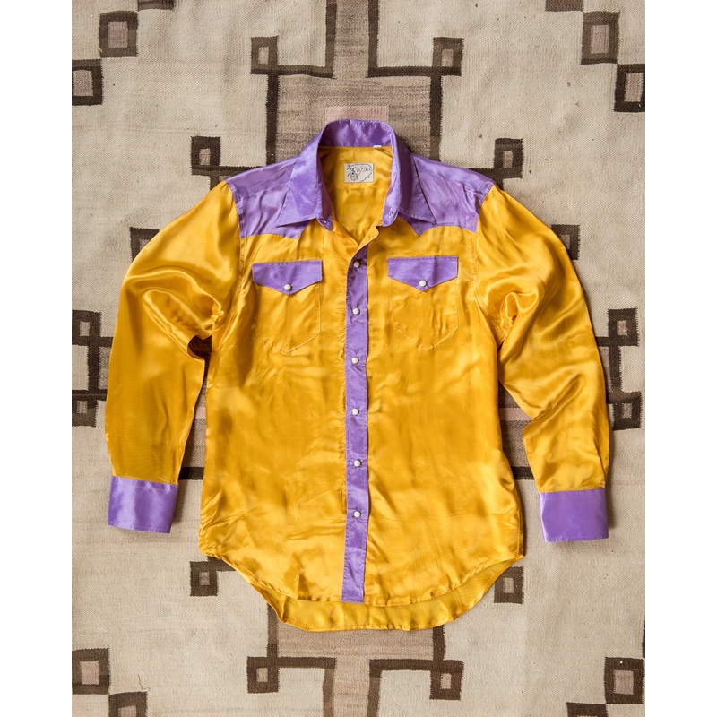 Colorblocked Satin Rodeo Shirt – Sunset Sherbet XS