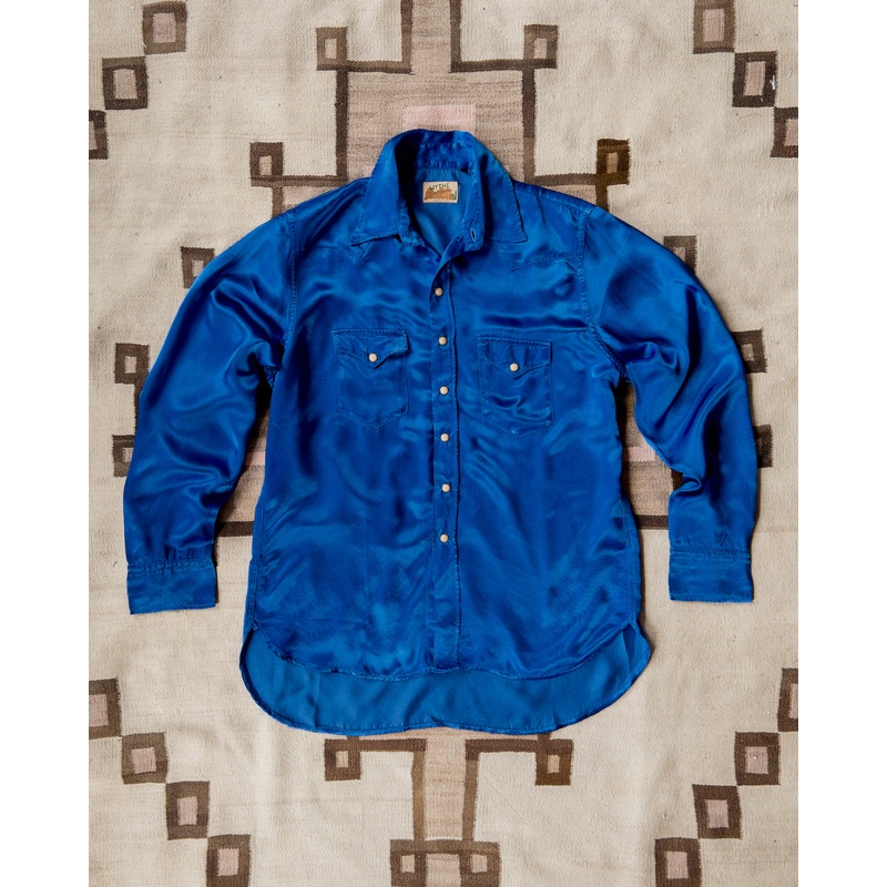 Satin Rodeo Shirt – Cobalt XS