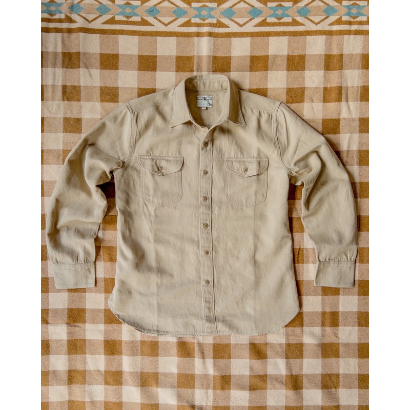 Cotton/Linen Twill Officer’s Shirt – Camp Khaki XS