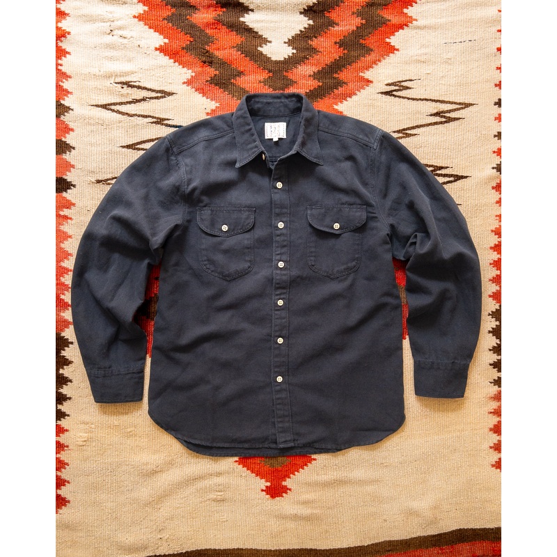 Cotton/Linen Twill Officer’s Shirt – Faded Black XS