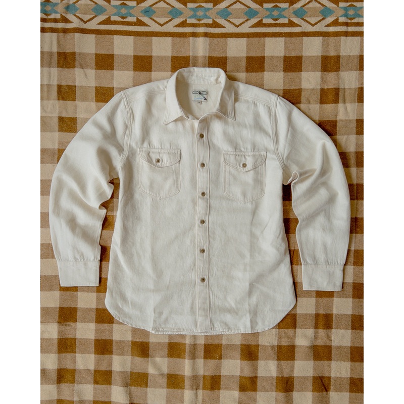 Cotton/Linen Twill Officer’s Shirt – Unbleached XS