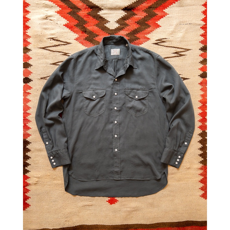 Tencel Gabardine Pearlsnap Shirt – Faded Black XS