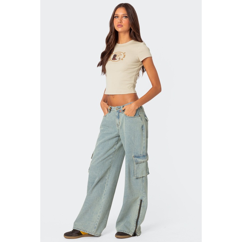 Andi Low Rise Cargo Jeans LIGHT BLUE XS