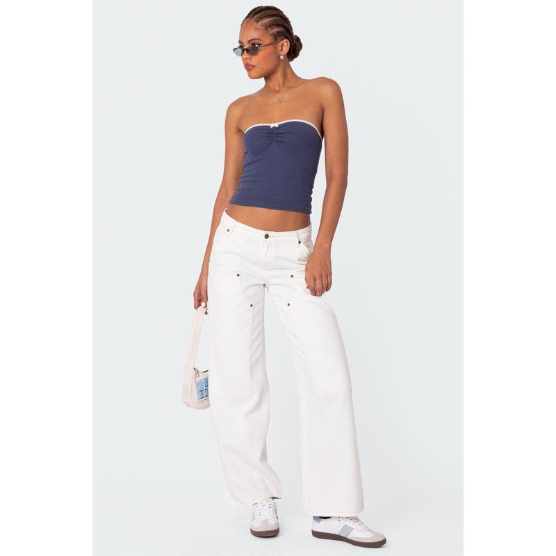 Ayla Low Rise Carpenter Jeans WHITE XS