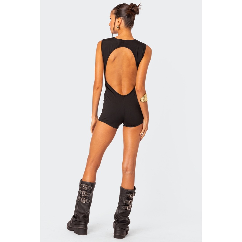 Brynley Open Back Romper BLACK XS