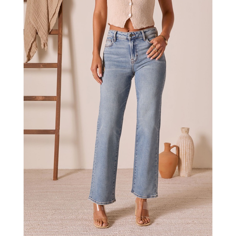 Adeina Super Stretch Straight Jeans Medium Wash 24