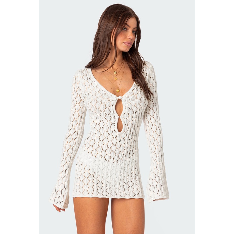 Brie Cut Out Crochet Mini Dress CREAM XS