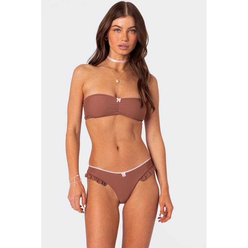 Maggie Bandeau Bikini Top BROWN XS