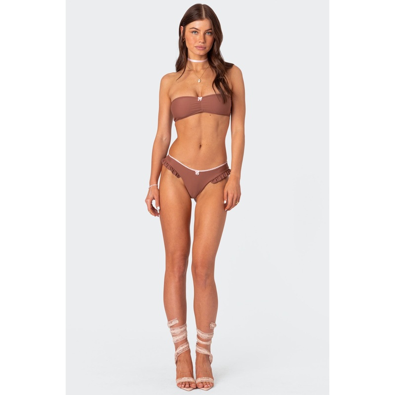 Maggie Ruffled Bikini Bottom BROWN XS