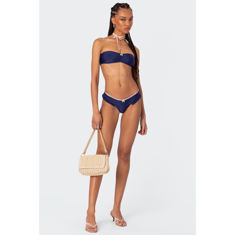 Maggie Ruffled Bikini Bottom NAVY XS