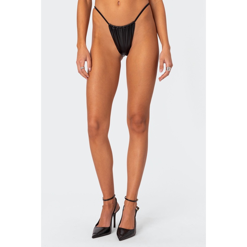 Bruna Faux Leather Bikini Bottom BLACK XS