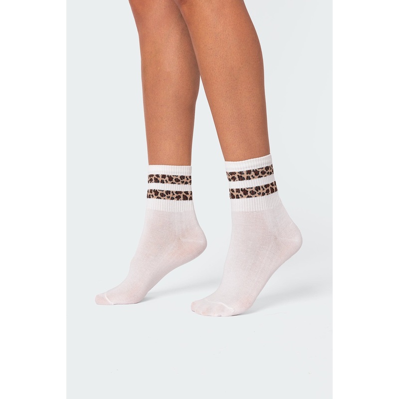 Cheetah Stripe Socks WHITE OS