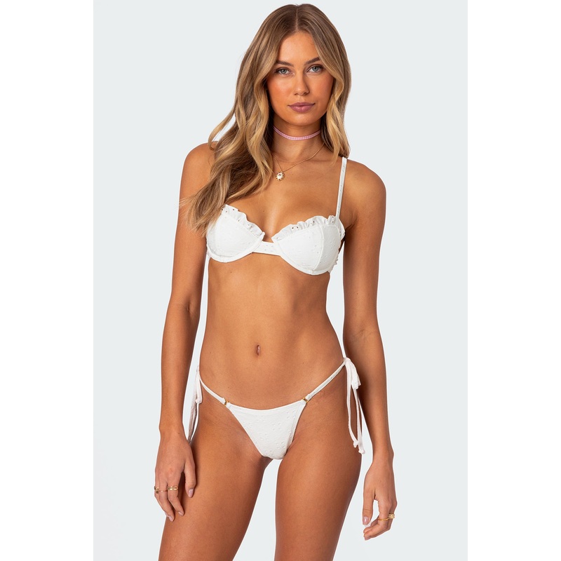 Eyelet Cupped Bikini Top WHITE XS