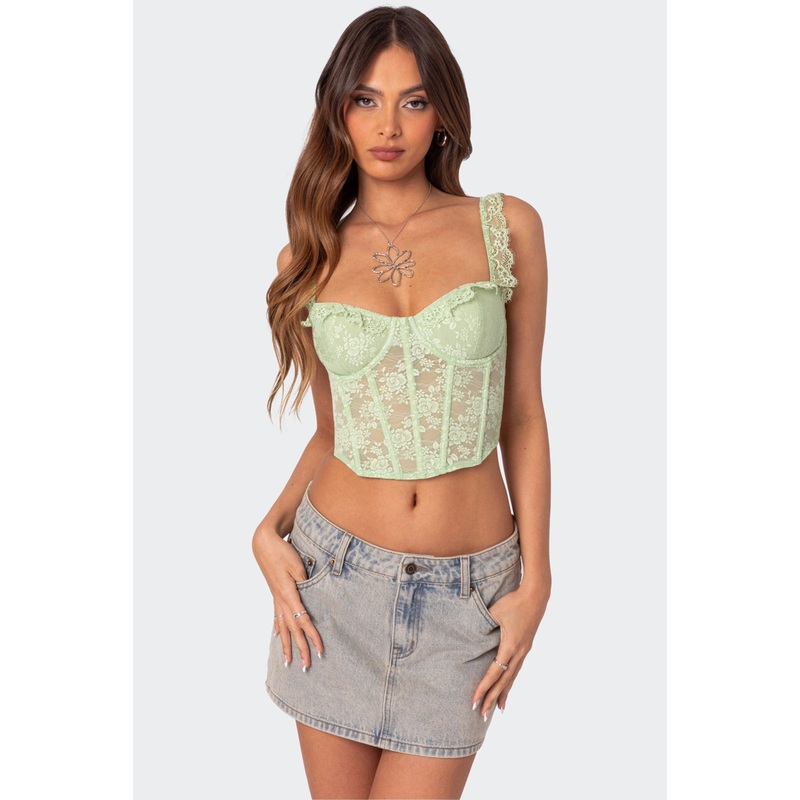Amaya Sheer Lace Corset SAGE XS