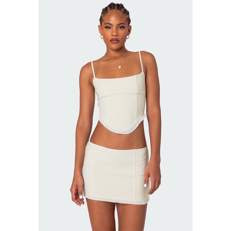 Thora Woven Lace Up Corset CREAM XS