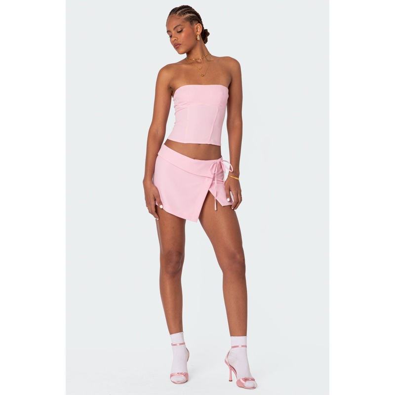 Selena Asymmetric Wrap Mini Skirt PINK XS