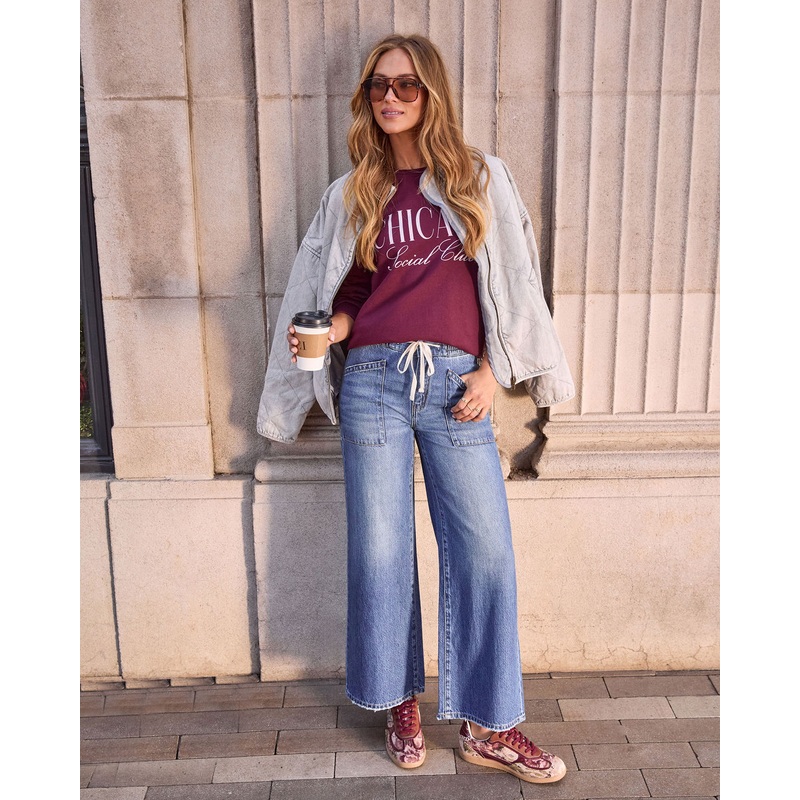 Tallie Rigid Drawstring Wide Leg Jeans Medium Wash 24