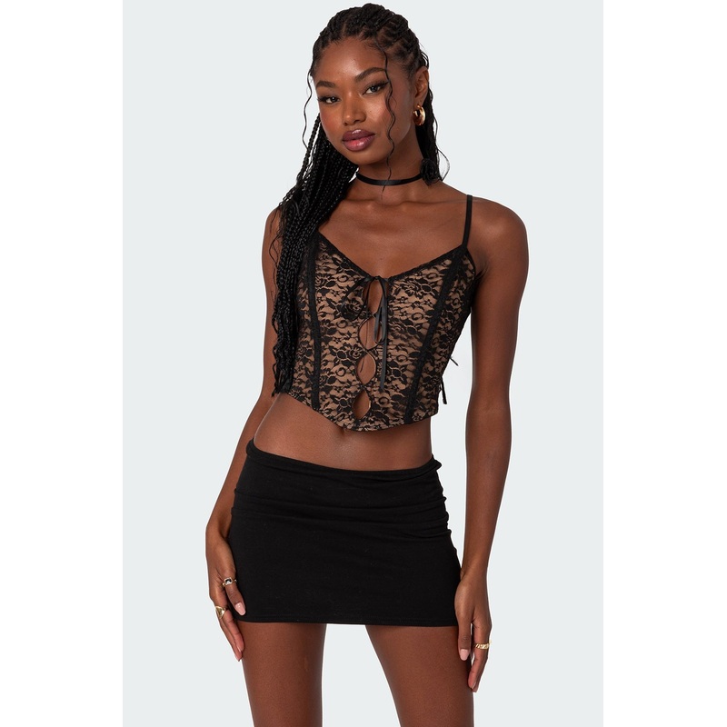 Adira Lace Keyhole Corset BLACK XS