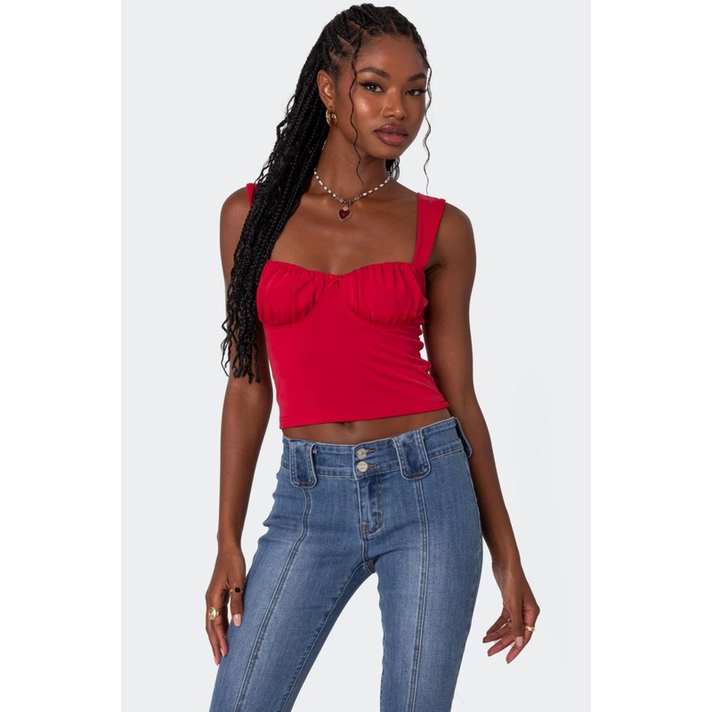 Danica Cupped Tank Top RED XS